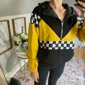 Checkered Racing Hooded Windbreaker